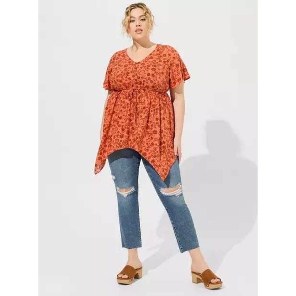 TORRID Floral Babydoll Top Women's‎ 2X Boho Peasant